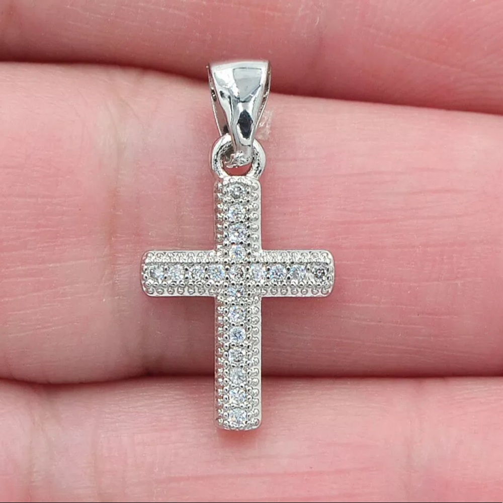 18K white gold filled Jesus cross pendant